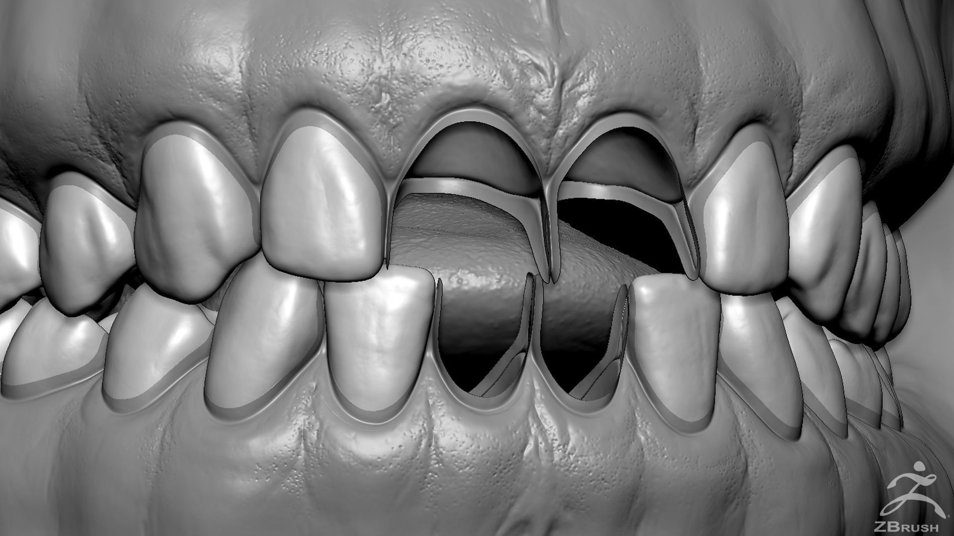 High Poly Mouth with teeth and gums 3D model_7