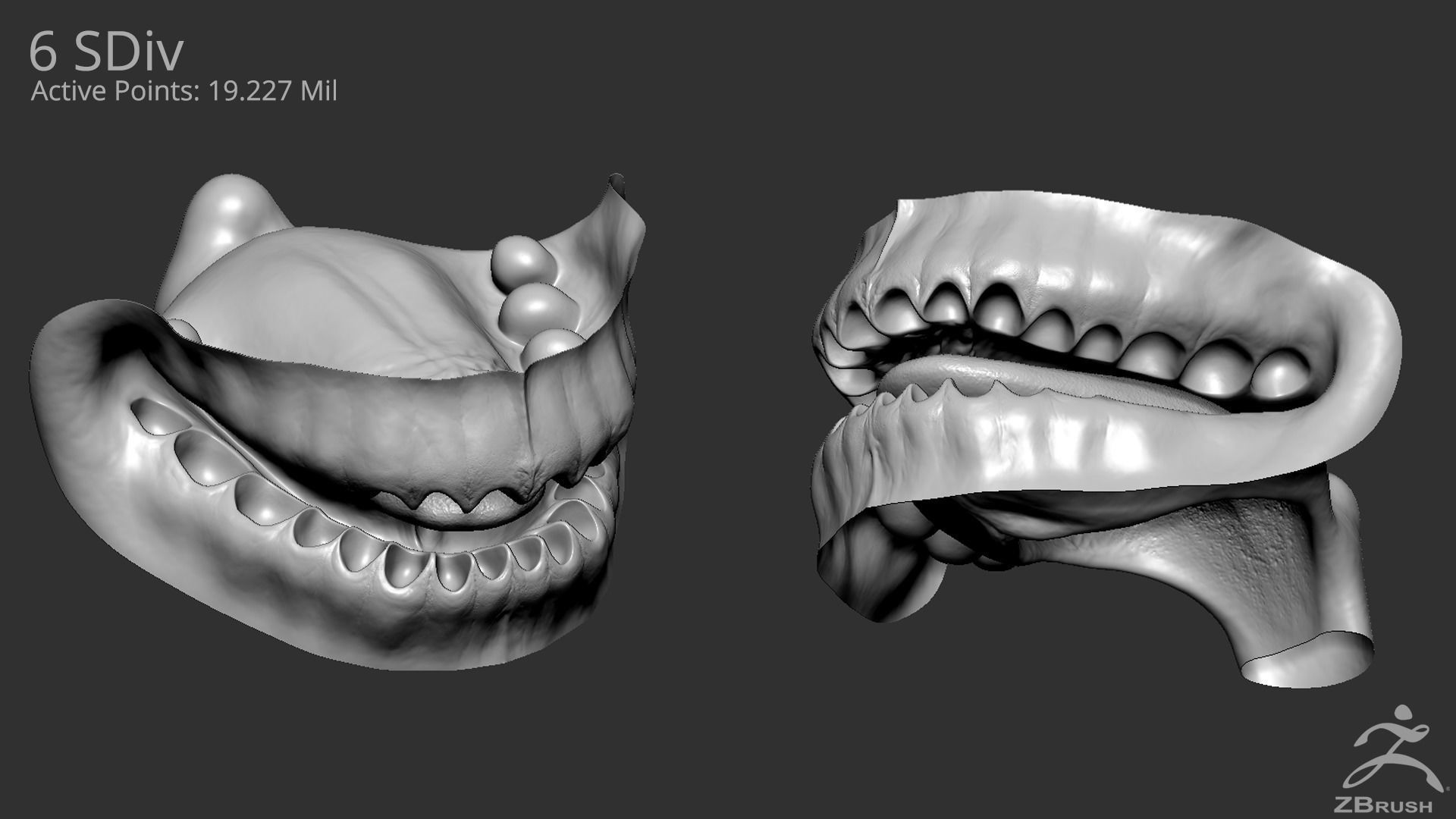 High Poly Mouth with teeth and gums 3D model_4
