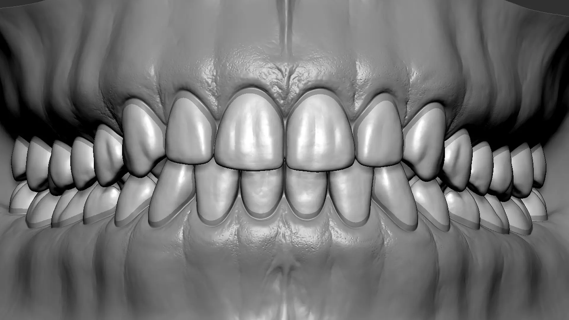 High Poly Mouth with teeth and gums 3D model_0