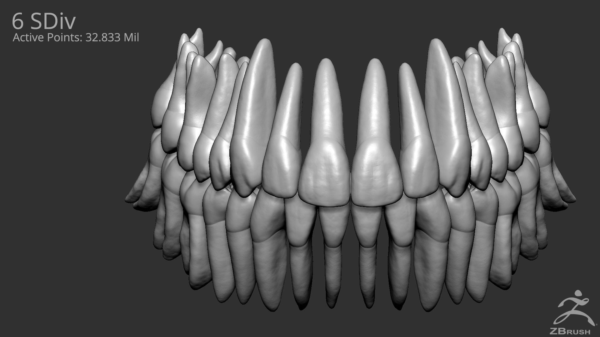 High Poly Mouth with teeth and gums 3D model_5
