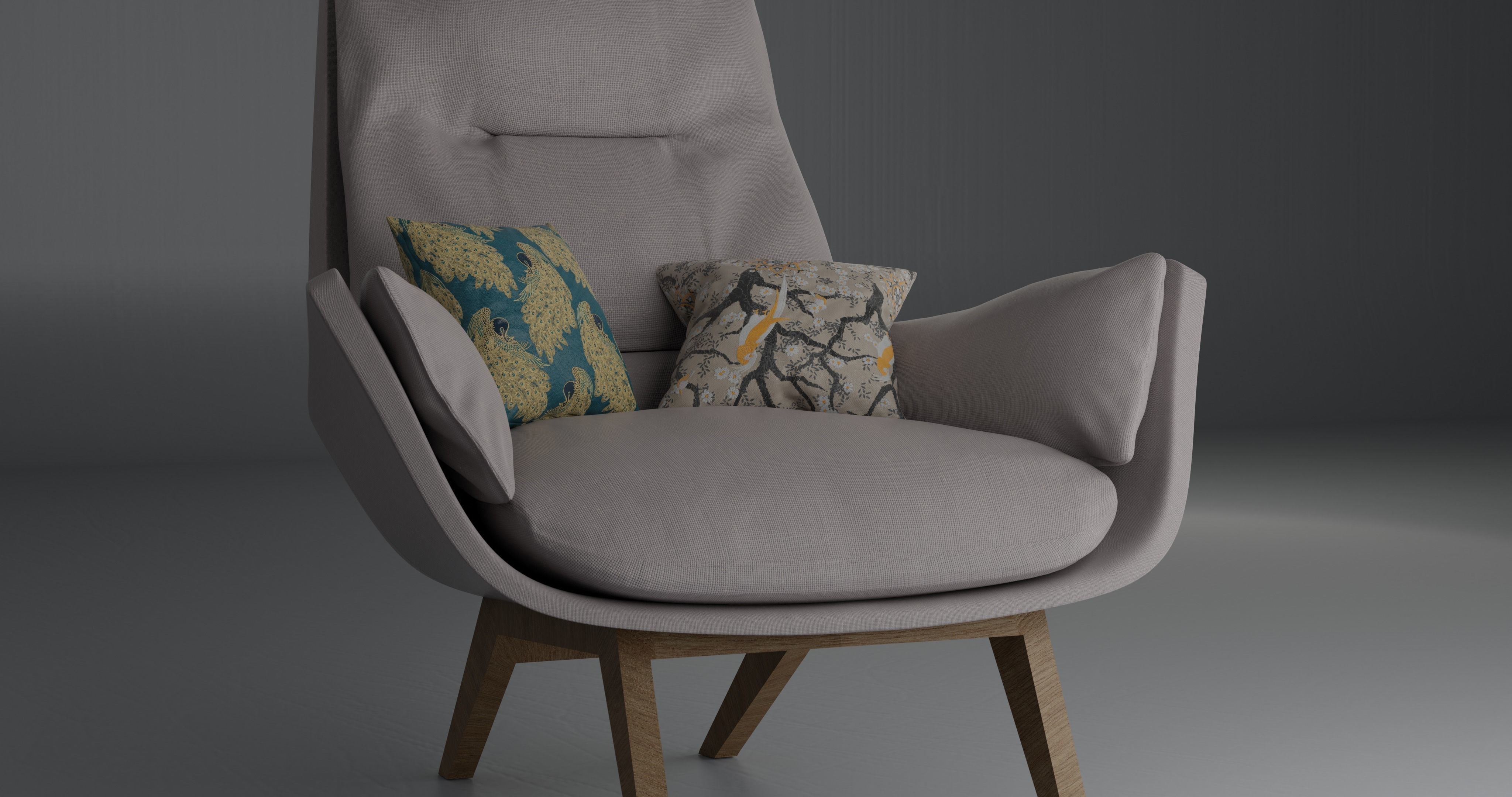 Garbo I Webstoff Lounge Chair 3D model_2