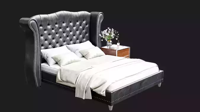 Chesterfield Bed with other goods Free 3D model