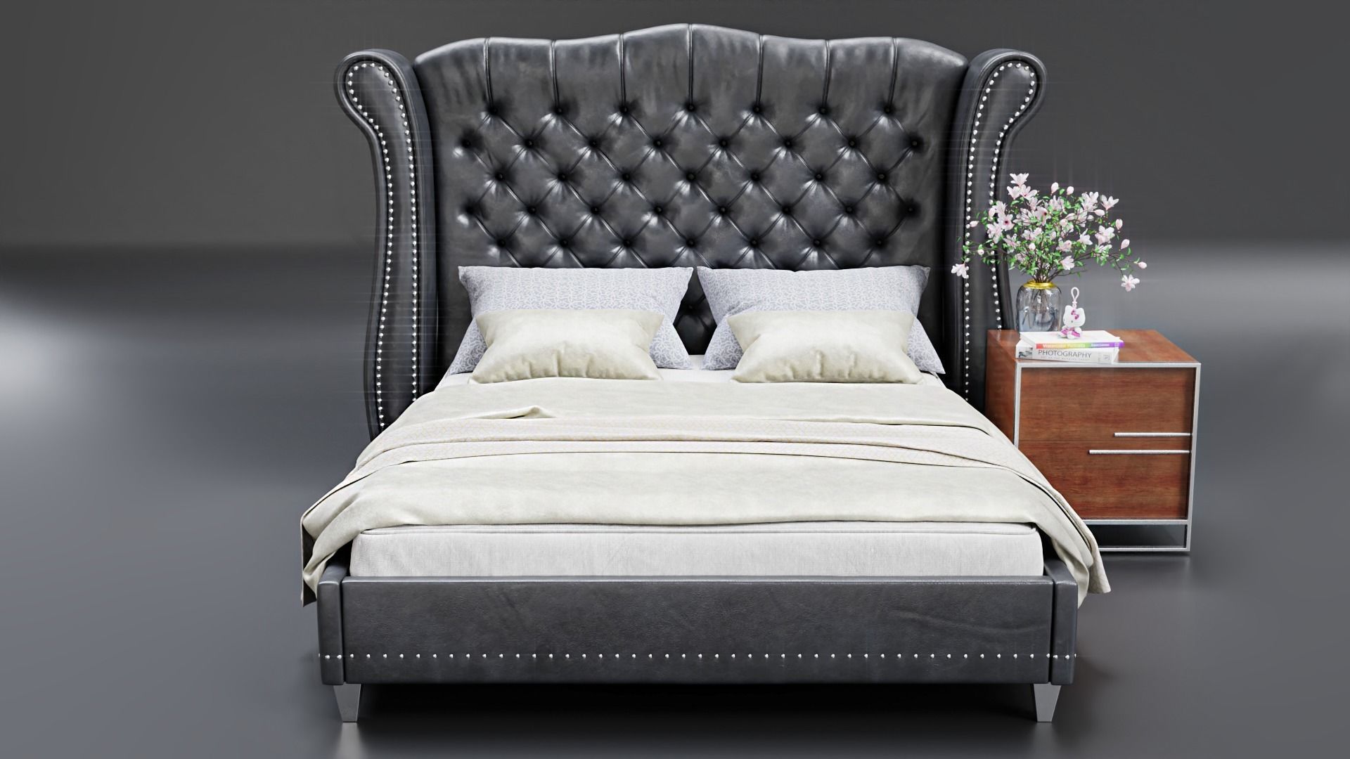 Chesterfield Bed with other goods free 3D model | CGTrader