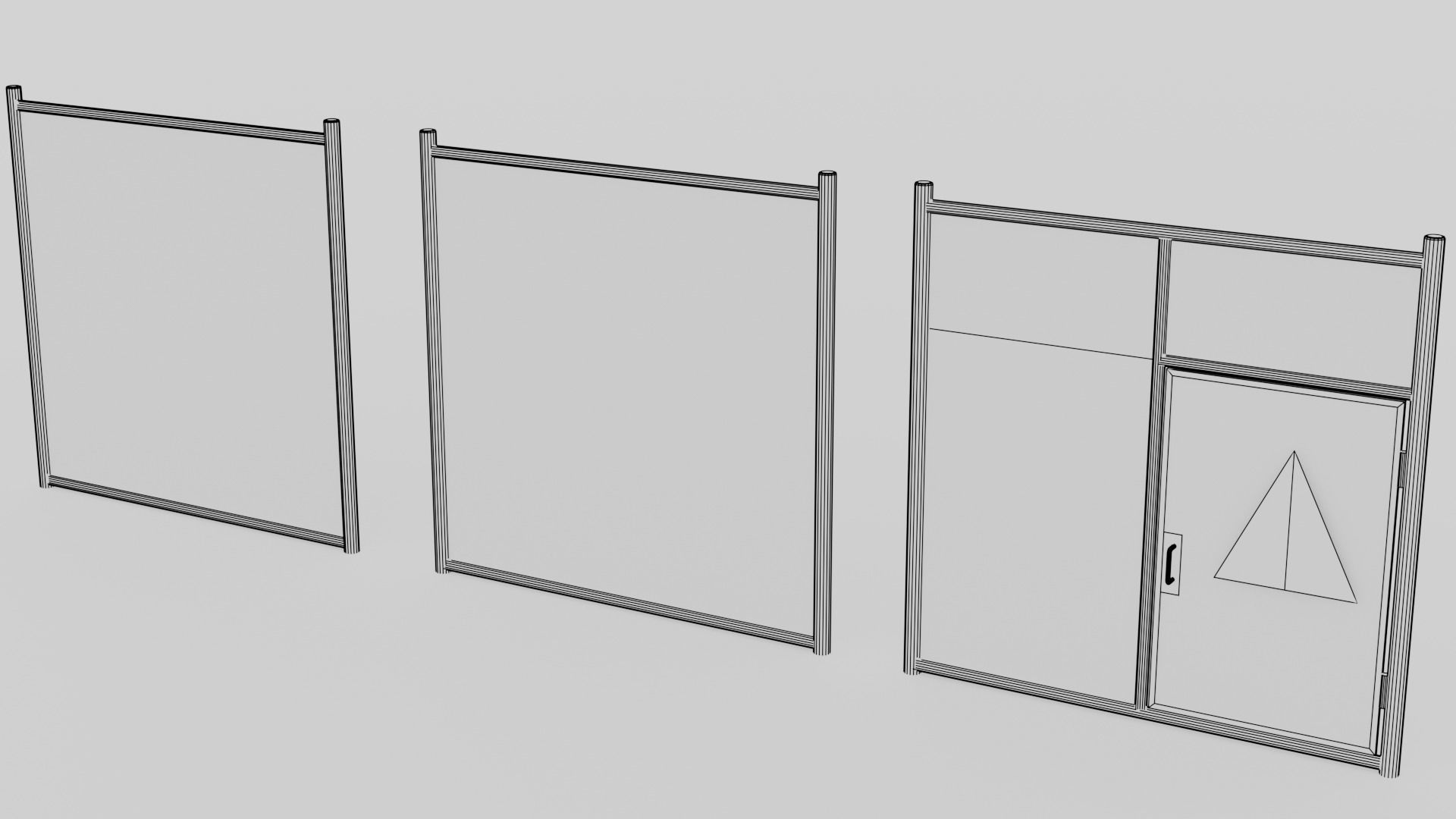 Wire Chain Link Fence Low-poly 3D model_7