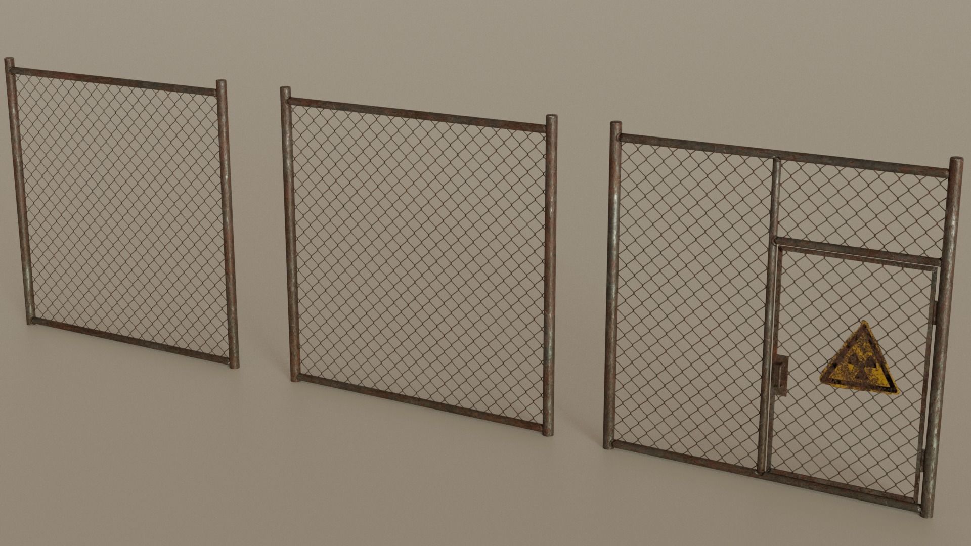 Wire Chain Link Fence Low-poly 3D model_6