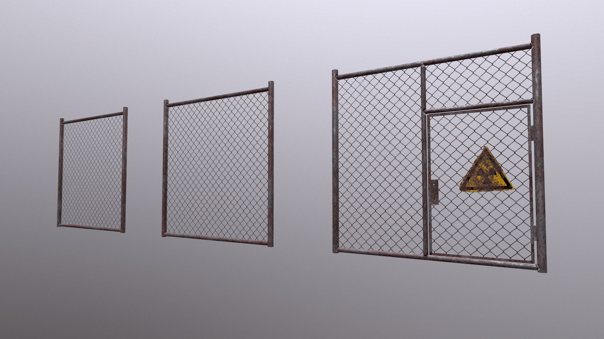 Wire Chain Link Fence Low-poly 3D model_4