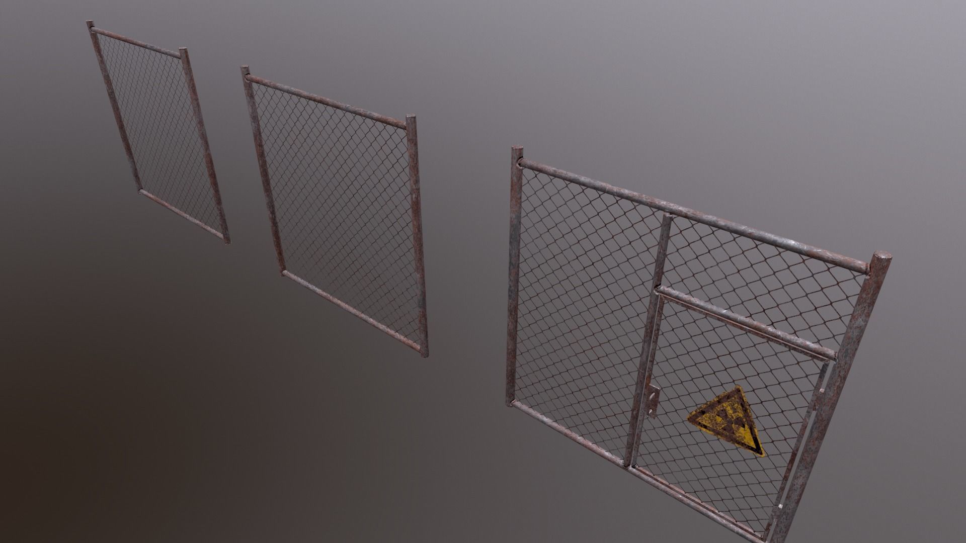 Wire Chain Link Fence Low-poly 3D model_3