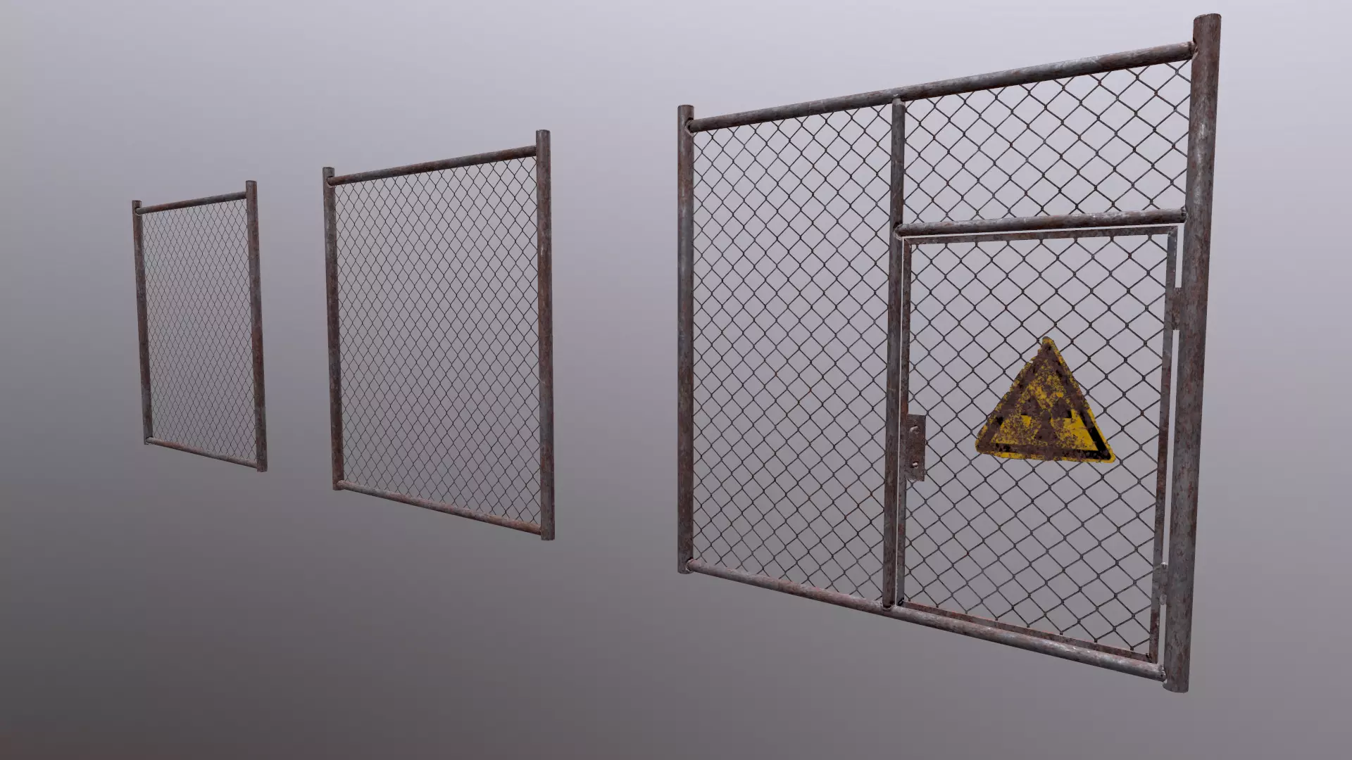 Wire Chain Link Fence Low-poly 3D model_0
