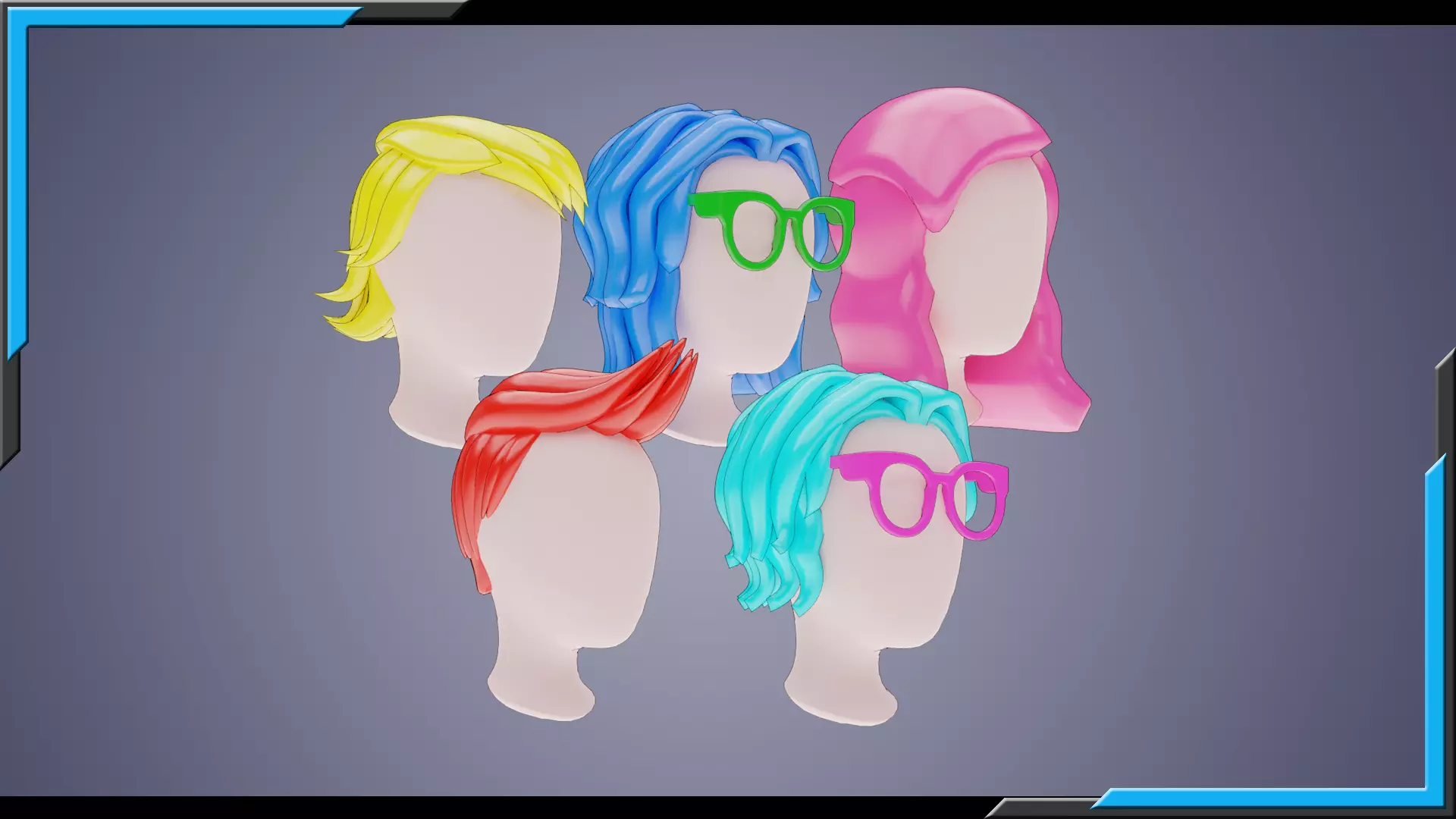 Base Stylized Haircuts 66-70 3D model_0