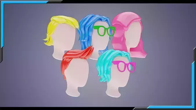 Base Stylized Haircuts 66-70 3D model