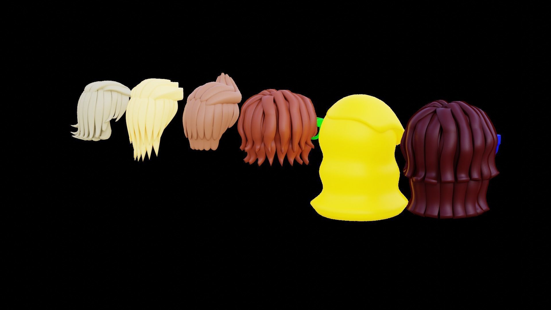 Base Stylized Haircuts 66-70 3D model_16