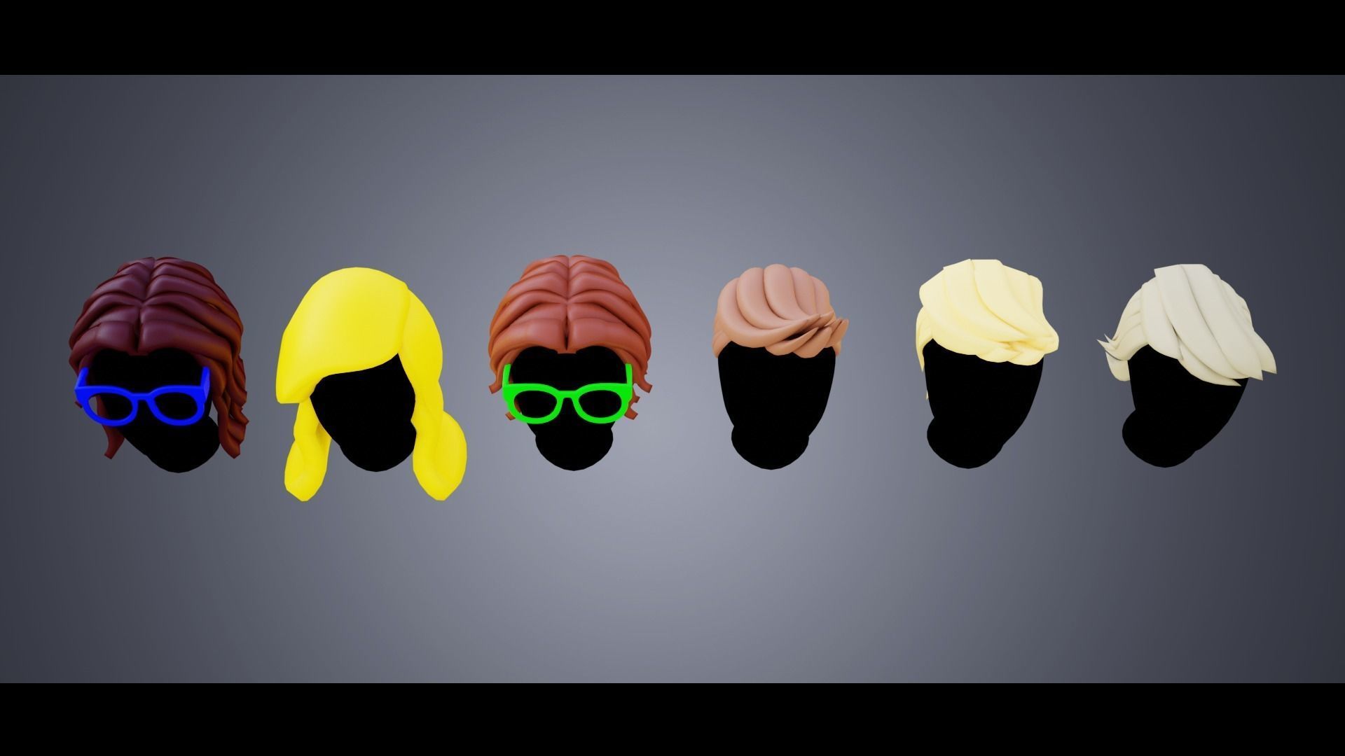 Base Stylized Haircuts 66-70 3D model_5