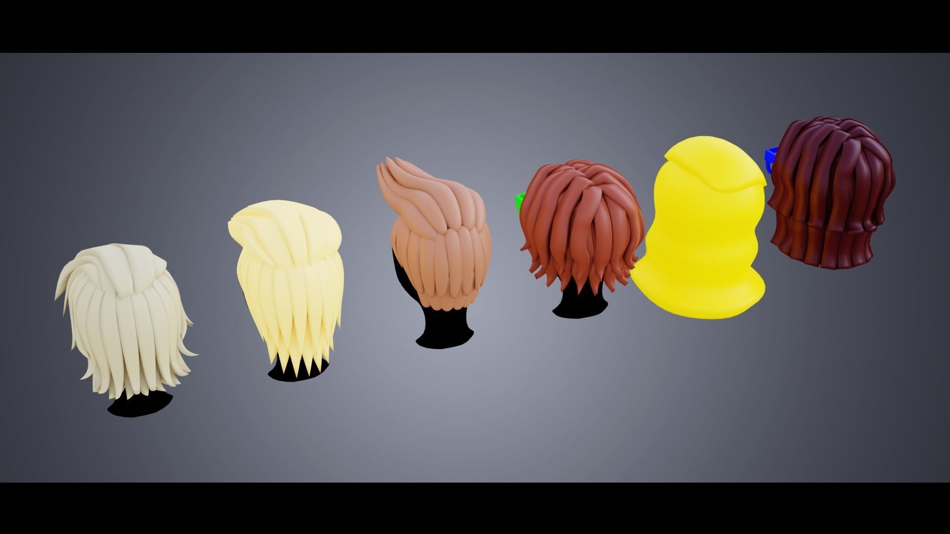 Base Stylized Haircuts 66-70 3D model_6