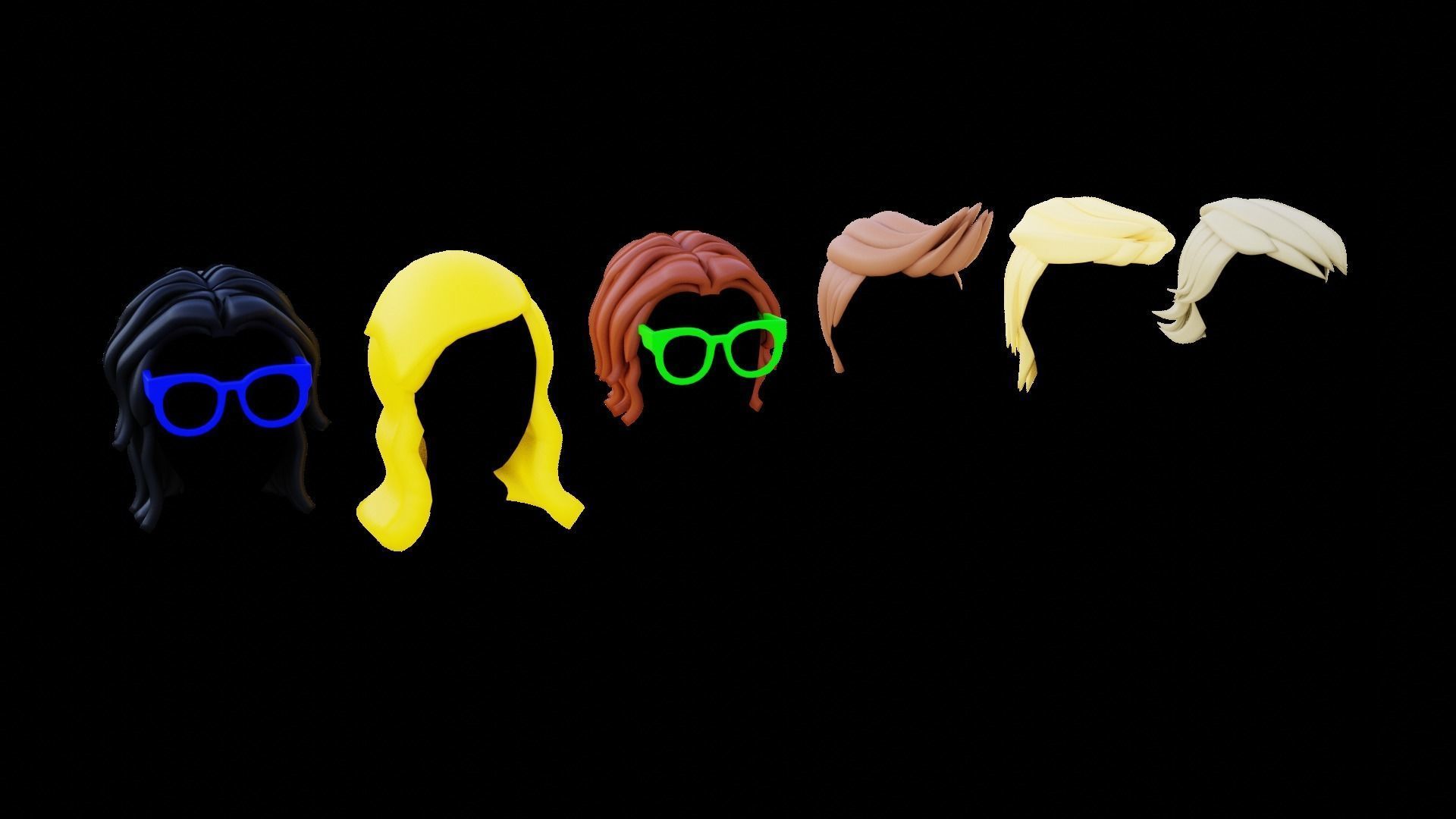 Base Stylized Haircuts 66-70 3D model_13