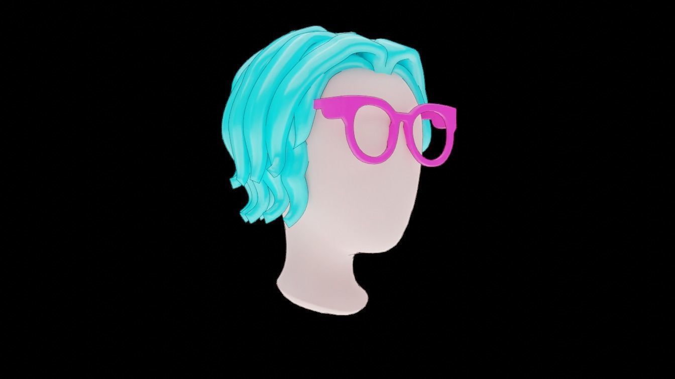 Base Stylized Haircuts 66-70 3D model_8