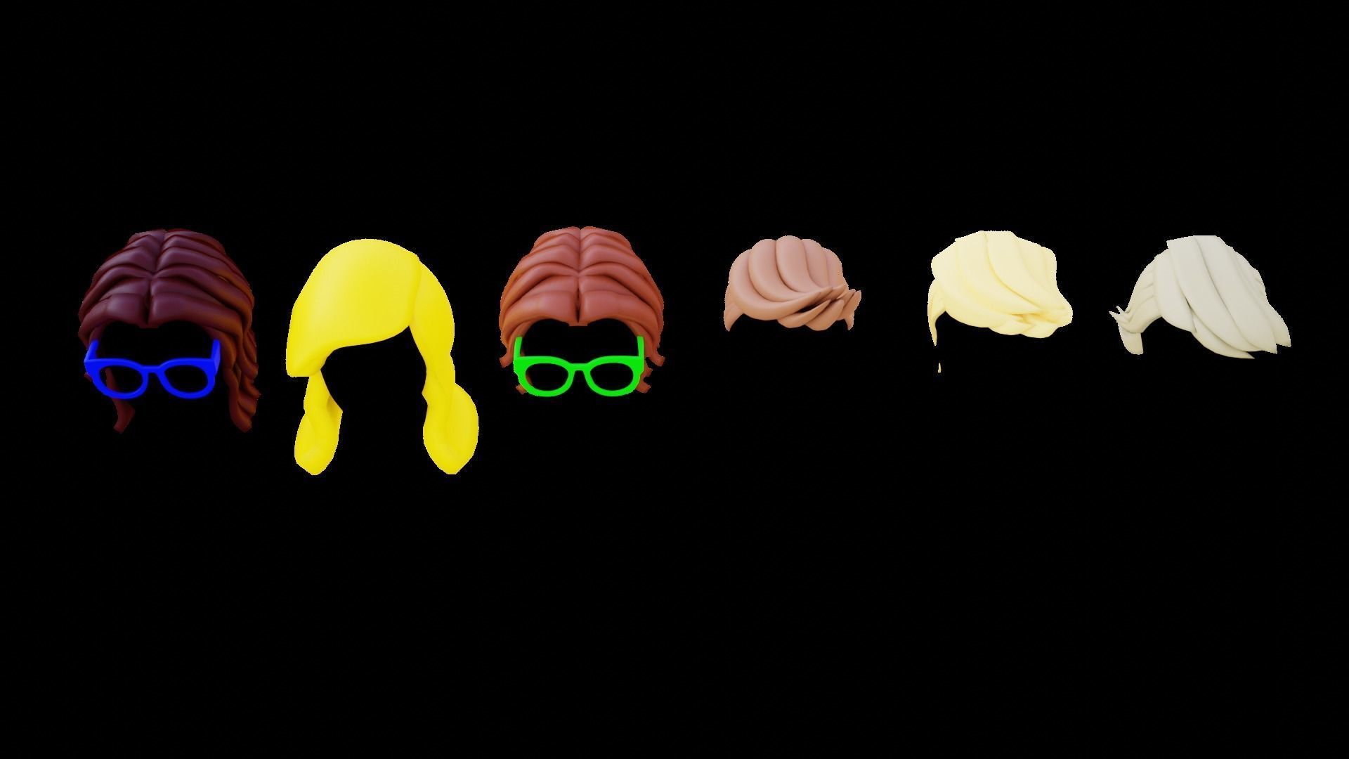 Base Stylized Haircuts 66-70 3D model_17