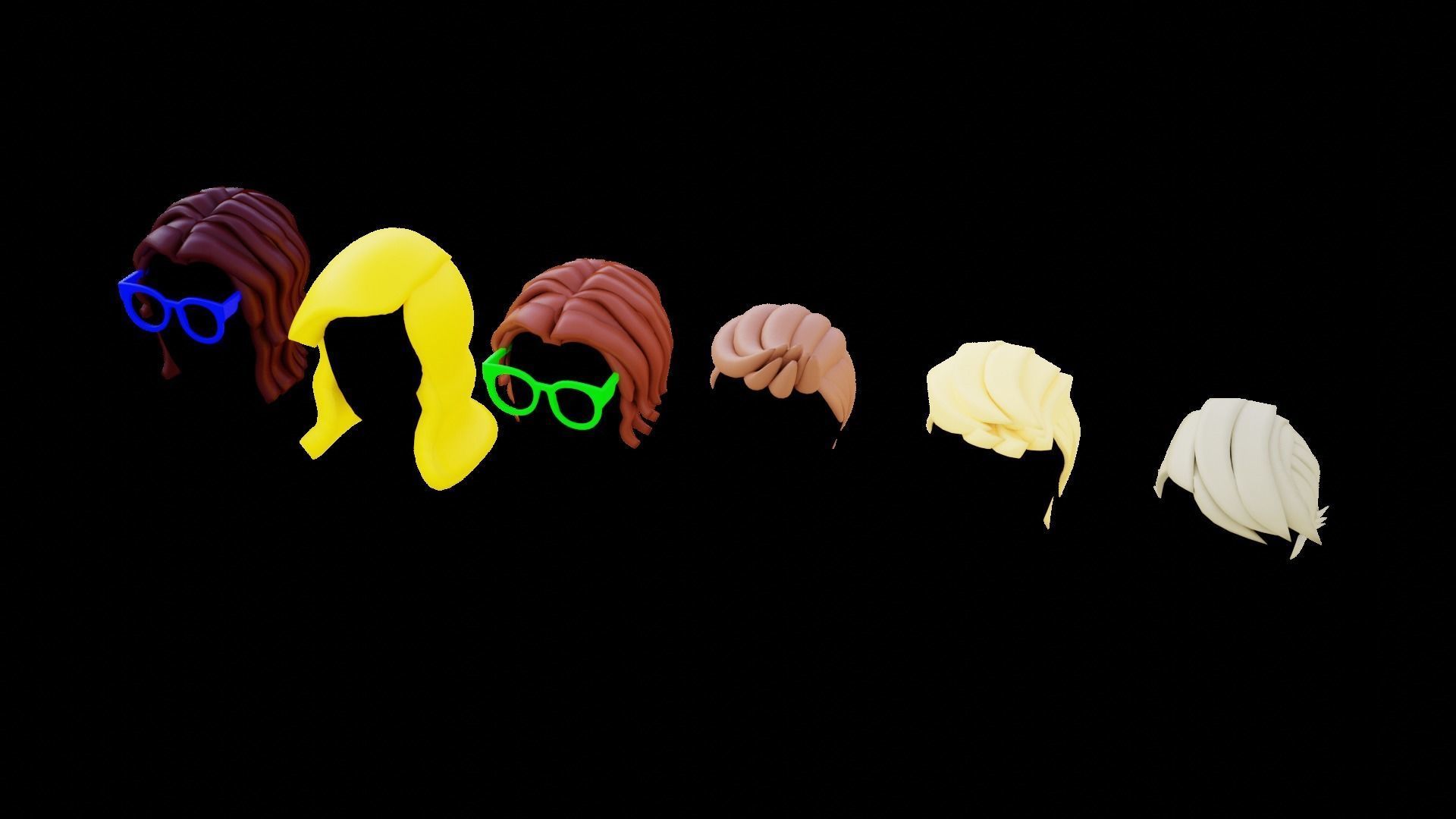 Base Stylized Haircuts 66-70 3D model_14