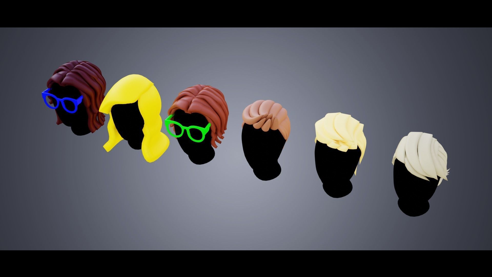 Base Stylized Haircuts 66-70 3D model_1