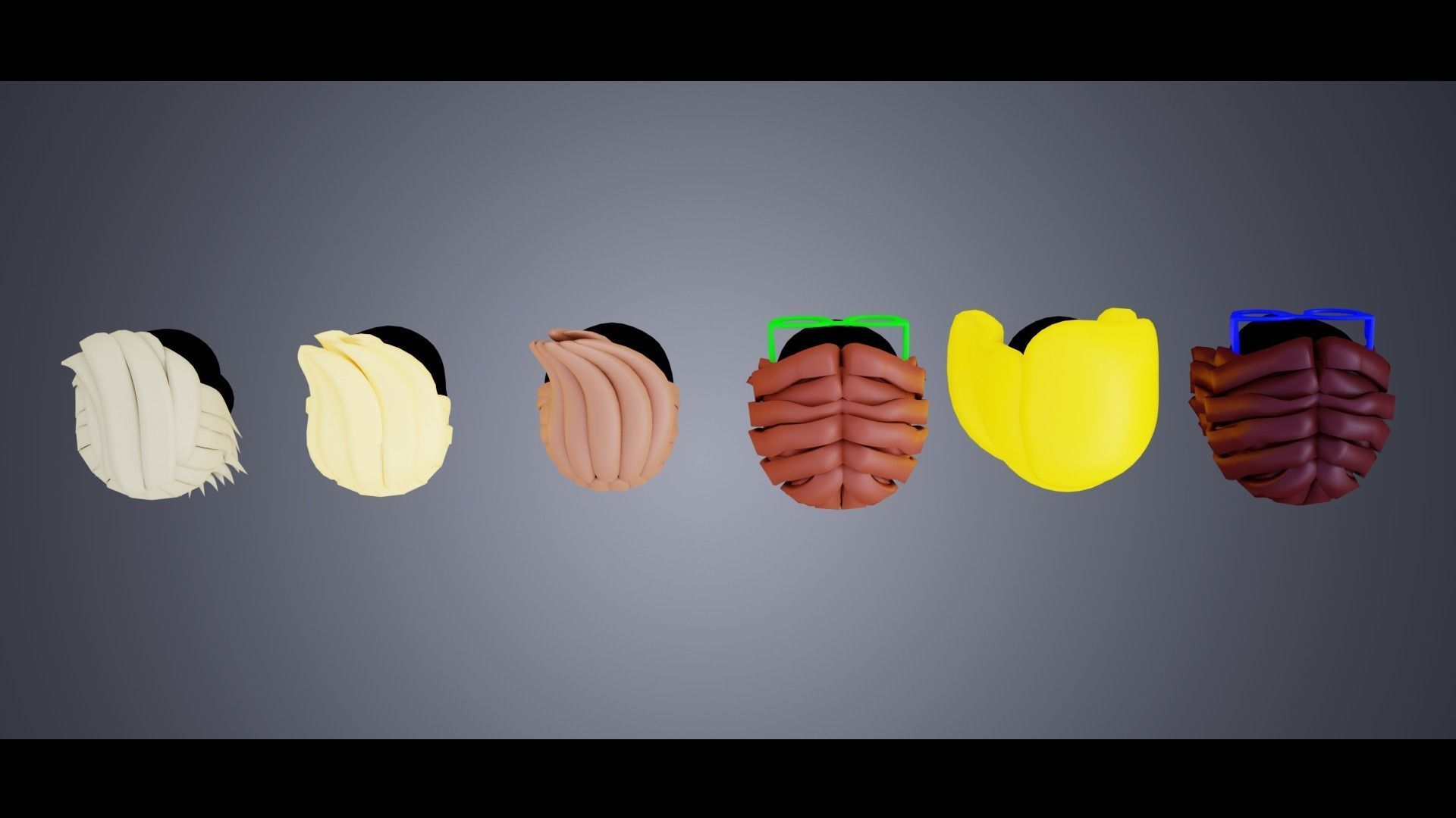 Base Stylized Haircuts 66-70 3D model_7