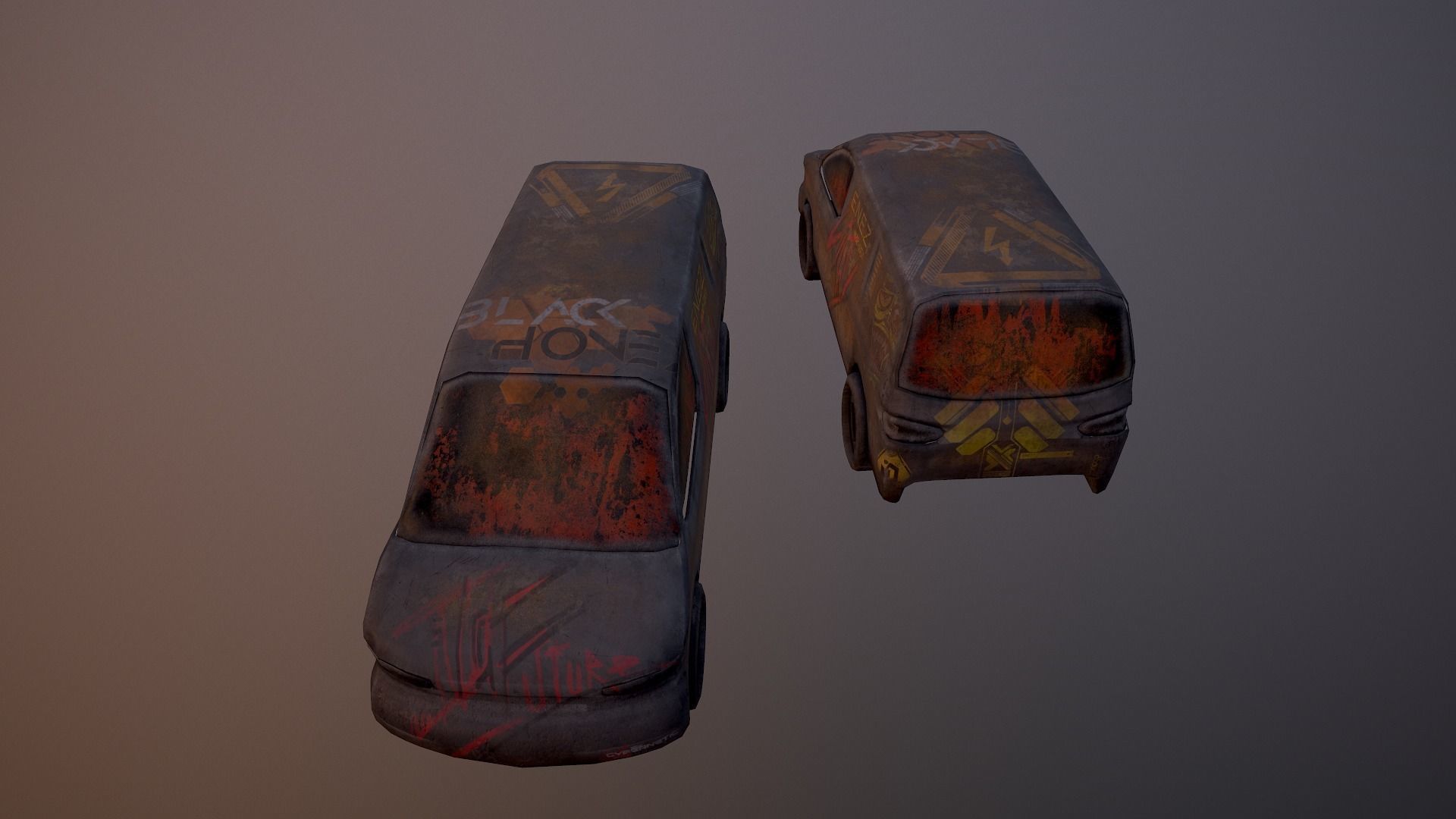 Cyberpunk Van Low-poly 3D model_16