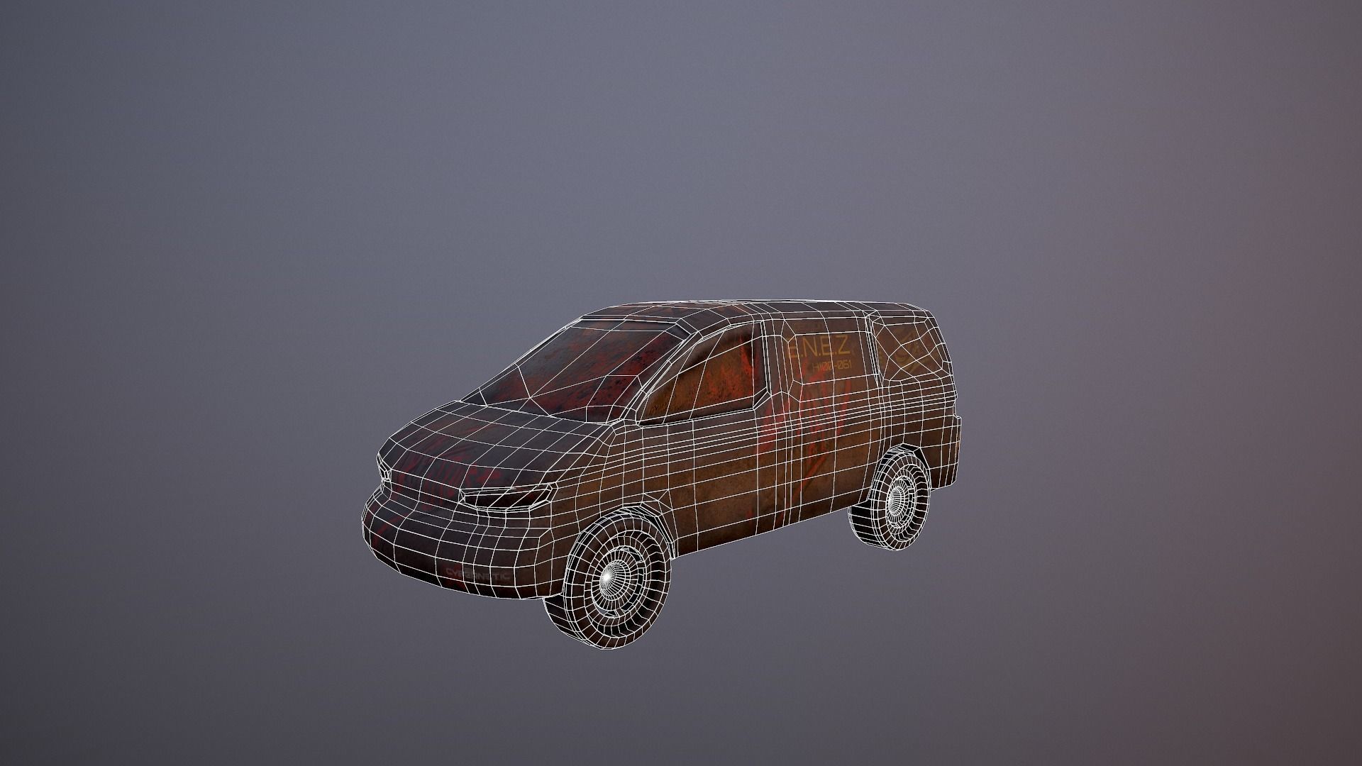 Cyberpunk Van Low-poly 3D model_18