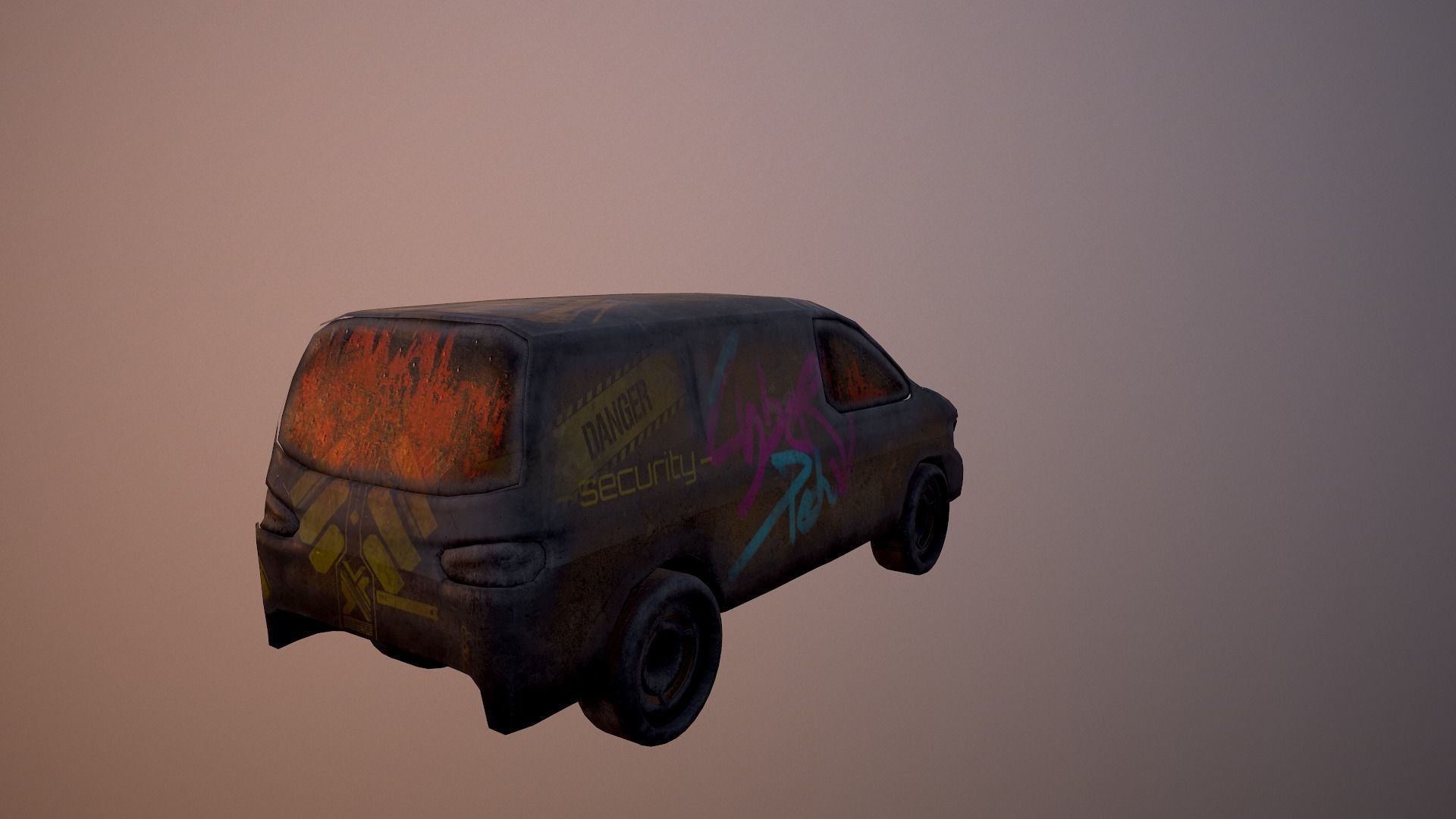 Cyberpunk Van Low-poly 3D model_13