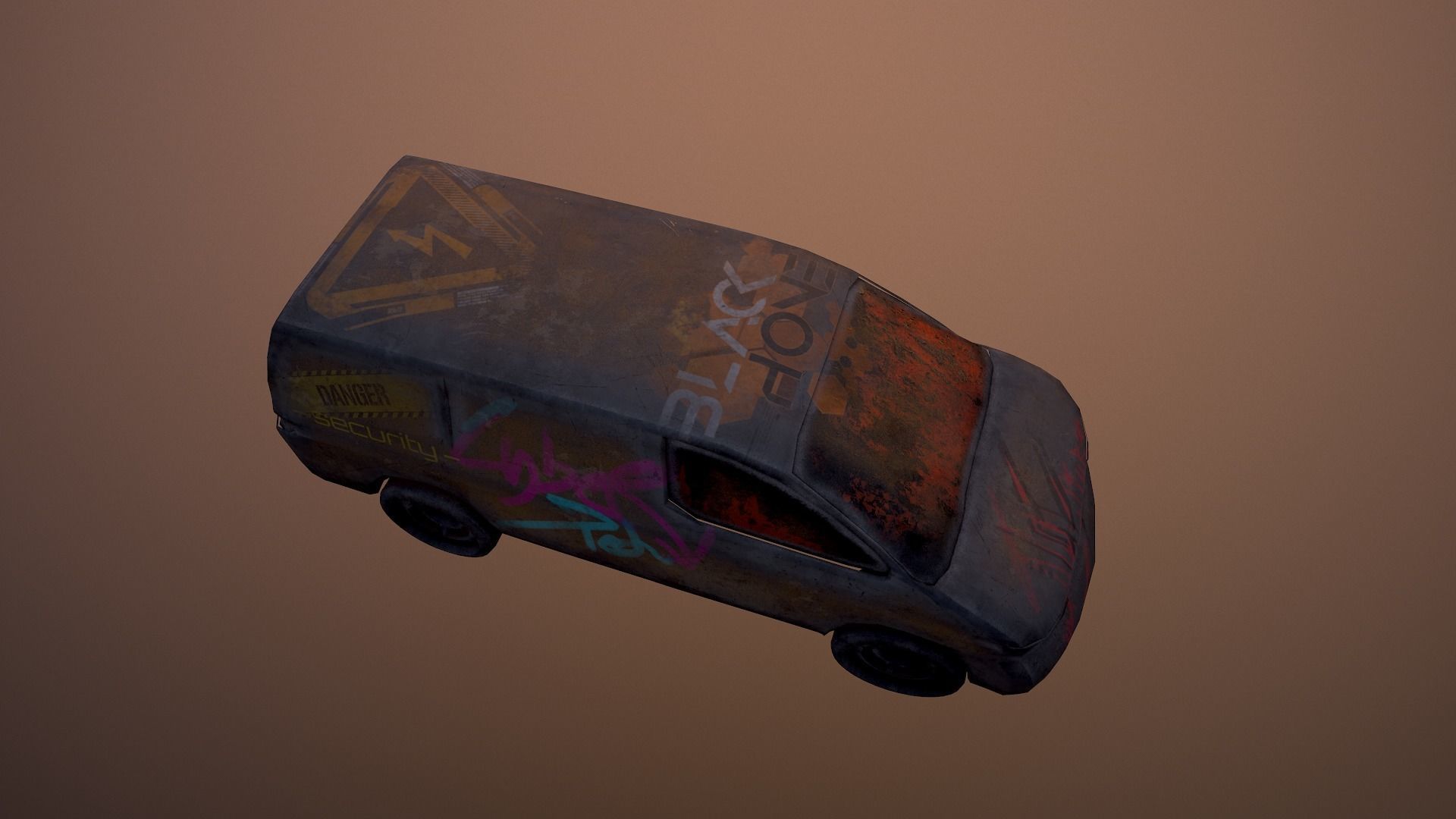 Cyberpunk Van Low-poly 3D model_11