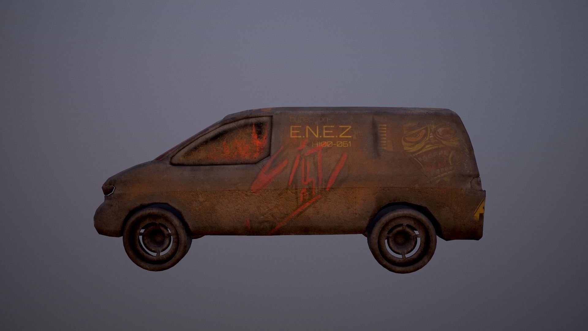 Cyberpunk Van Low-poly 3D model_8