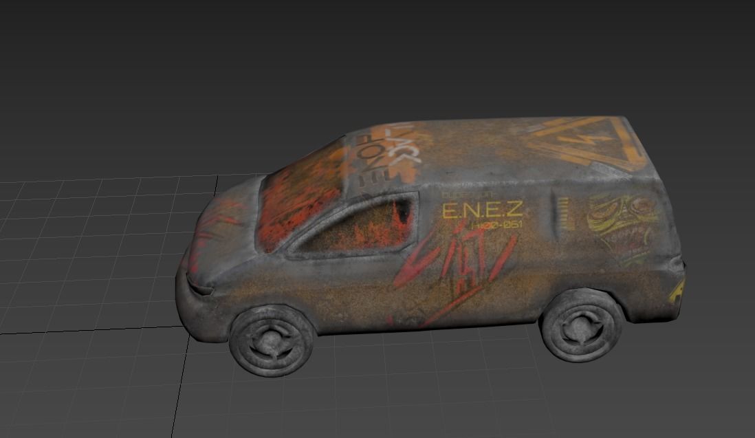 Cyberpunk Van Low-poly 3D model_5