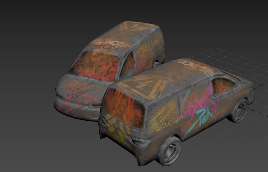 Cyberpunk Van Low-poly 3D model_6