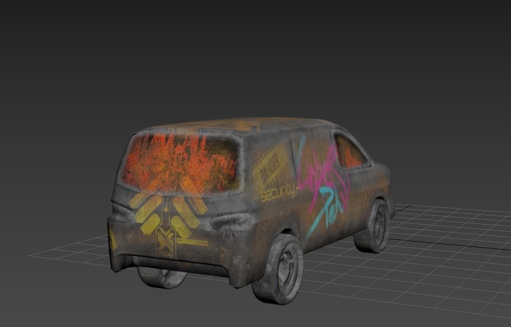 Cyberpunk Van Low-poly 3D model_4