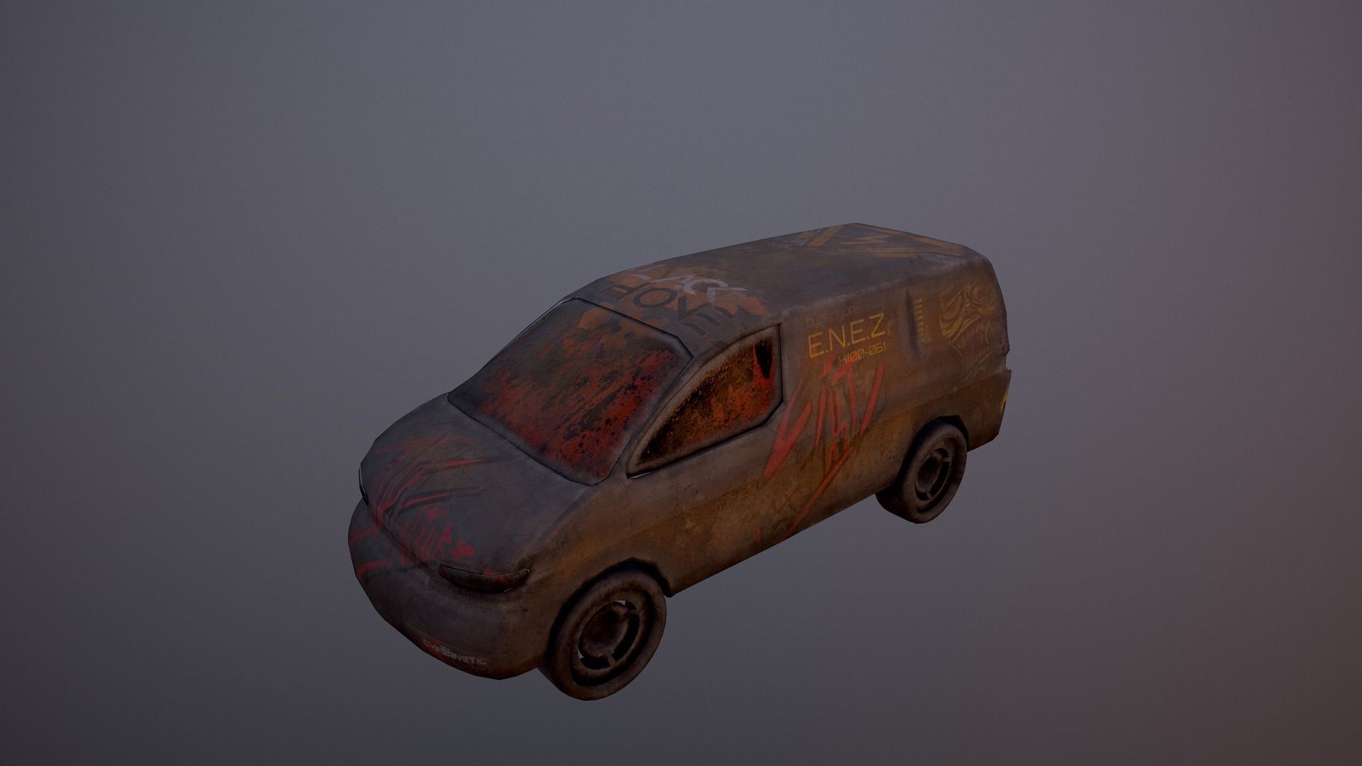 Cyberpunk Van Low-poly 3D model_12