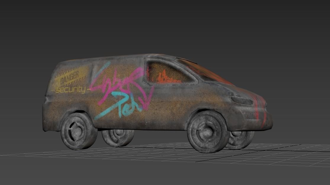 Cyberpunk Van Low-poly 3D model_2