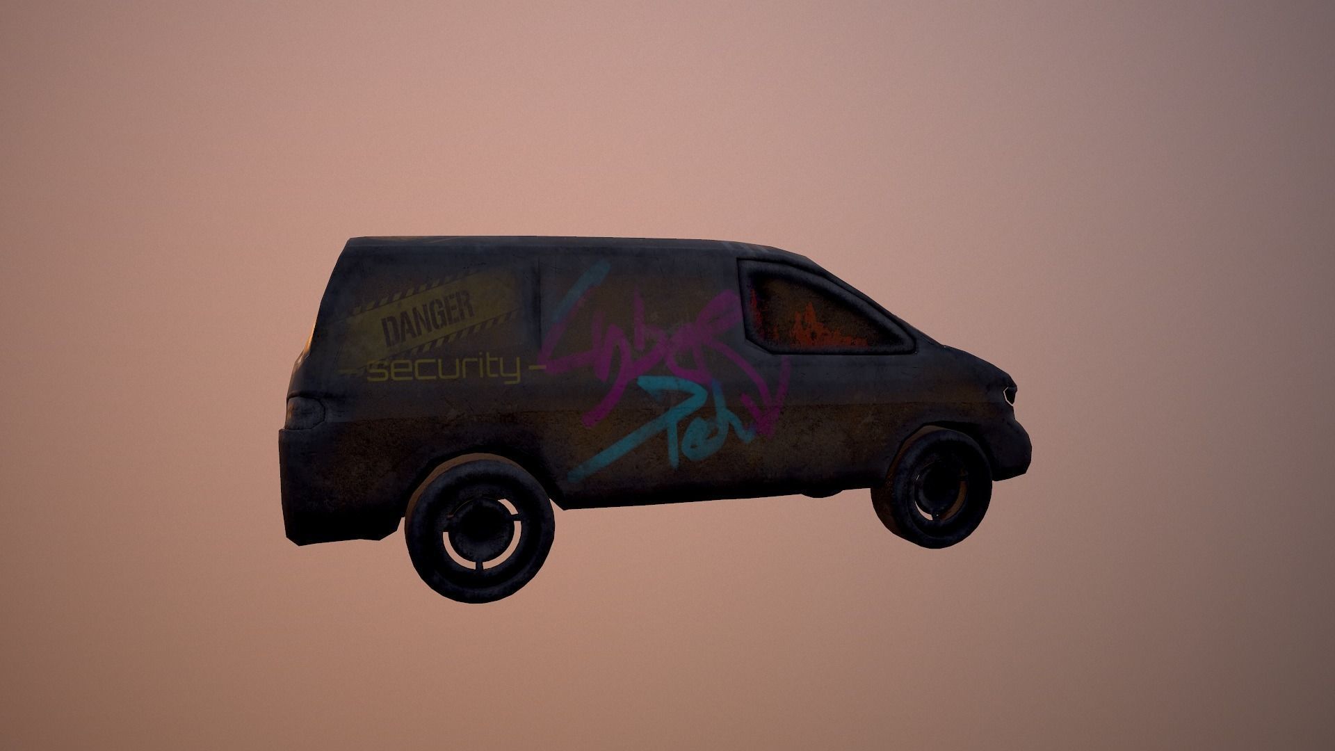 Cyberpunk Van Low-poly 3D model_10