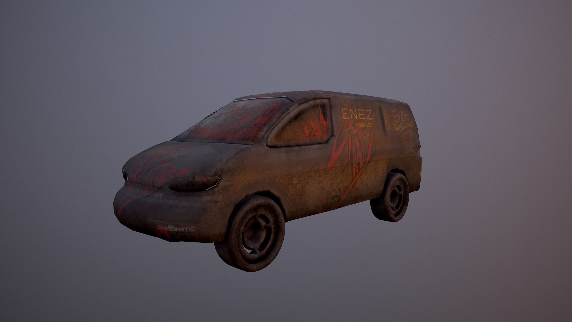 Cyberpunk Van Low-poly 3D model_7