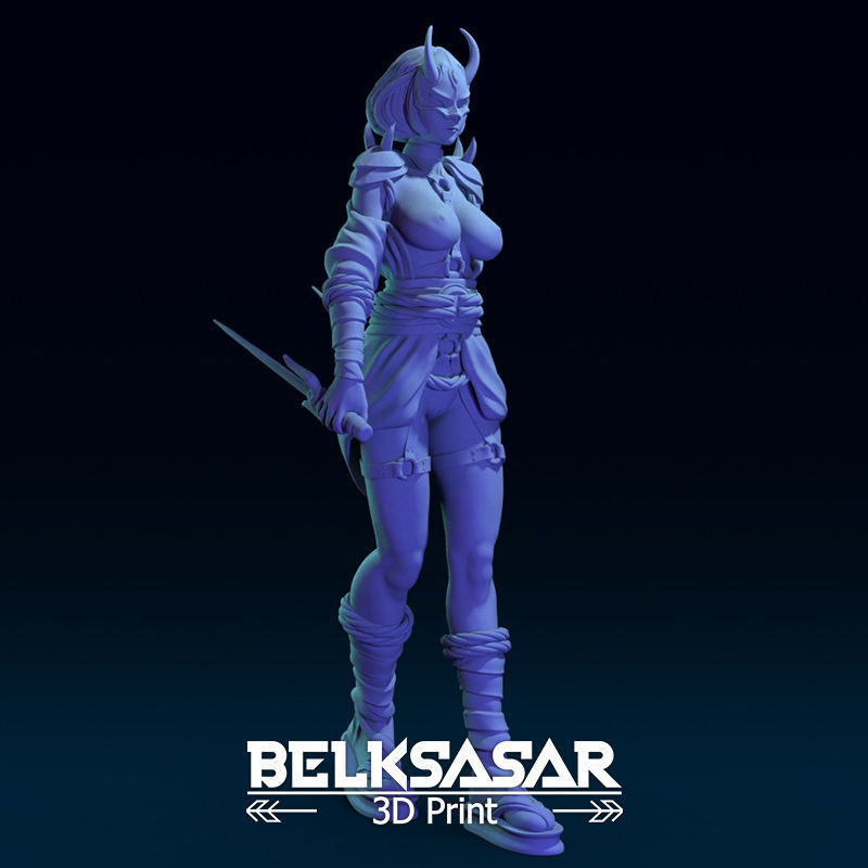 Ninja Girl Normal and Nude 3D print model_12