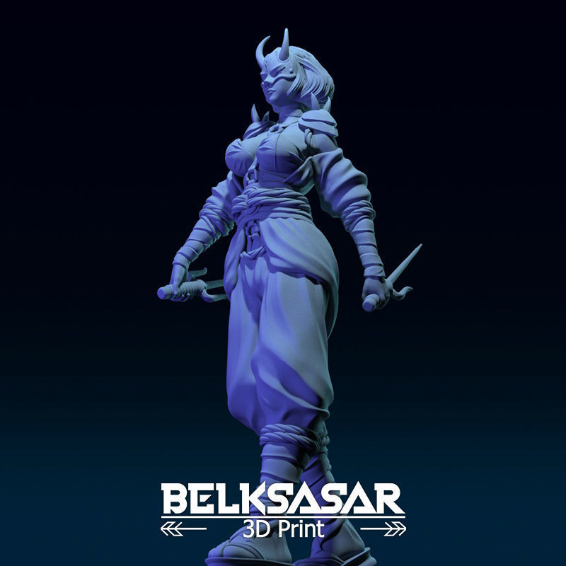 Ninja Girl Normal and Nude 3D print model_30