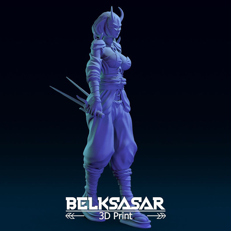 Ninja Girl Normal and Nude 3D print model_11