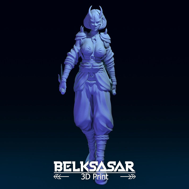 Ninja Girl Normal and Nude 3D print model_13