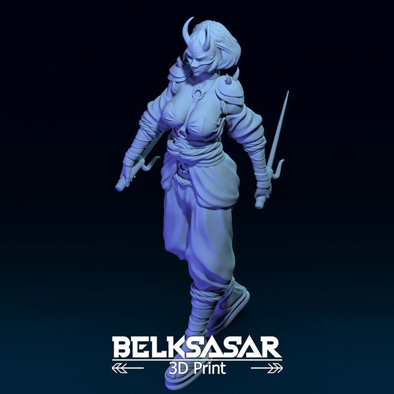 Ninja Girl Normal and Nude 3D print model_24