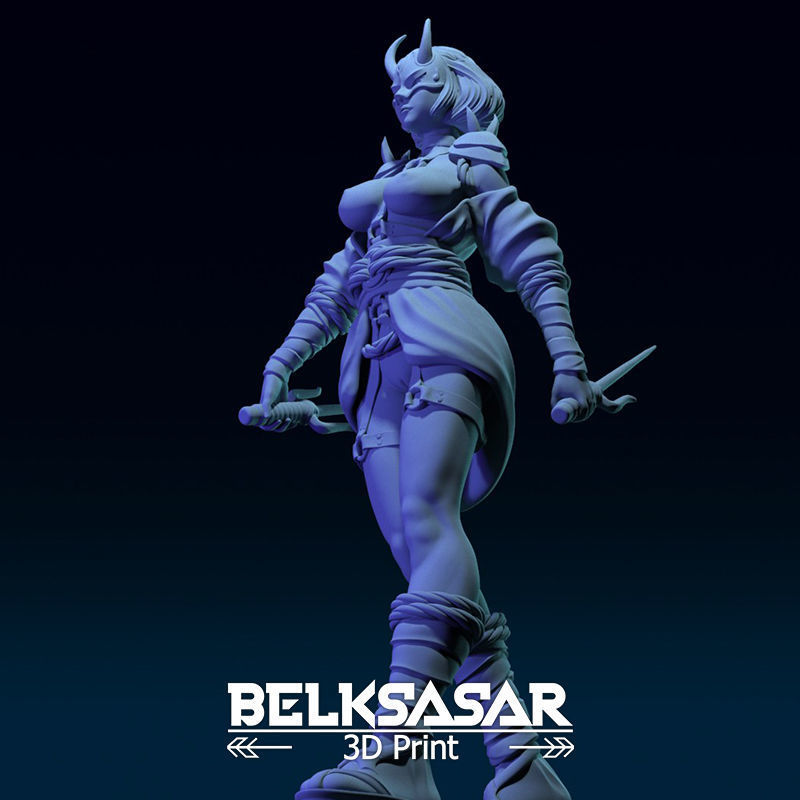 Ninja Girl Normal and Nude 3D print model_33