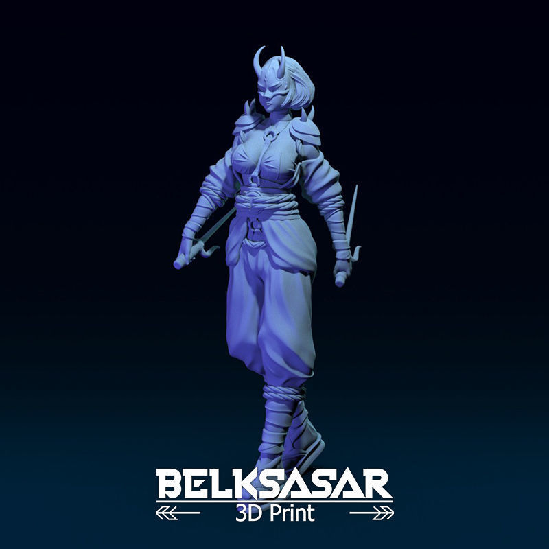 Ninja Girl Normal and Nude 3D print model_2