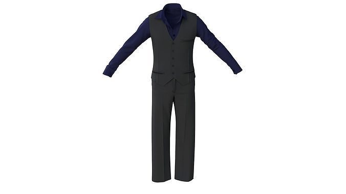 3 D Men Formal Outfit with Vest 3D model