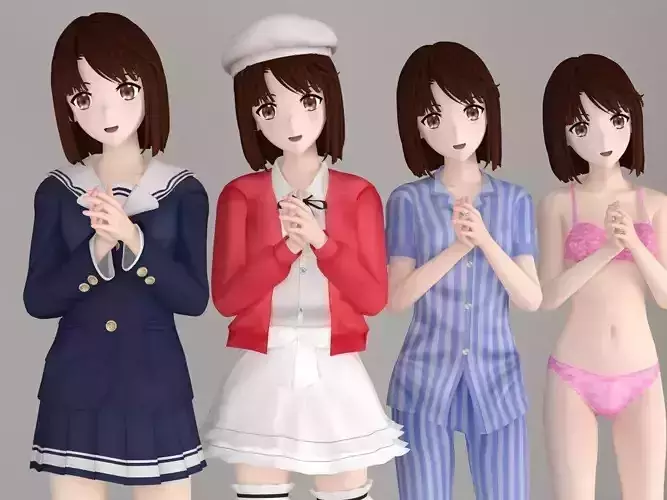 Megumi Kato anime girl pose 01