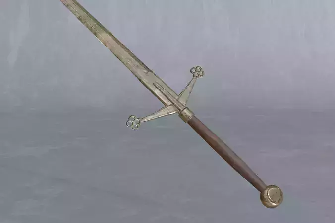 Rusted scottish claymore - two-handed sword - PBR 3D model Low-poly 3D model