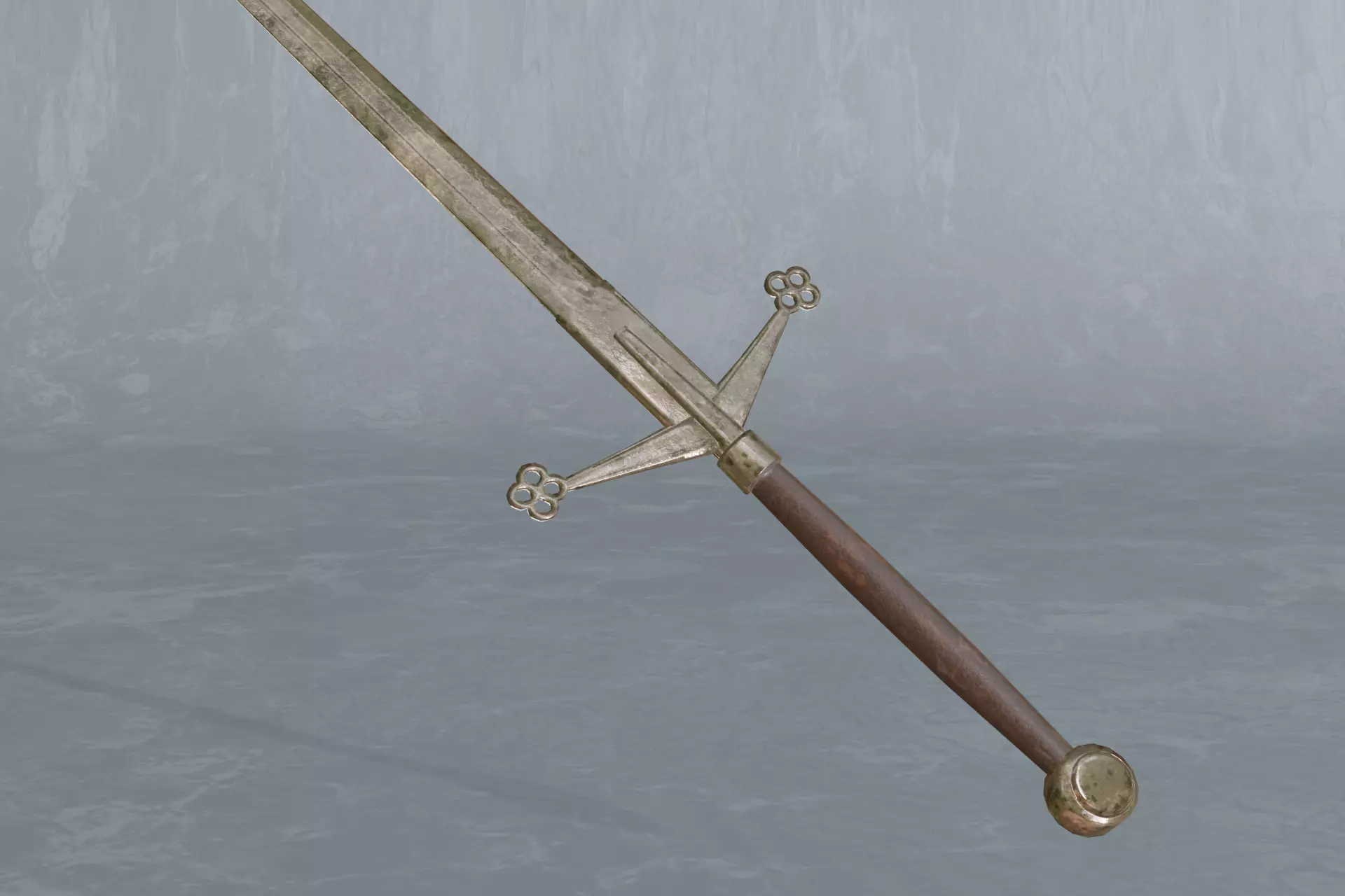 Rusted scottish claymore - two-handed sword - PBR 3D model Low-poly 3D model_0