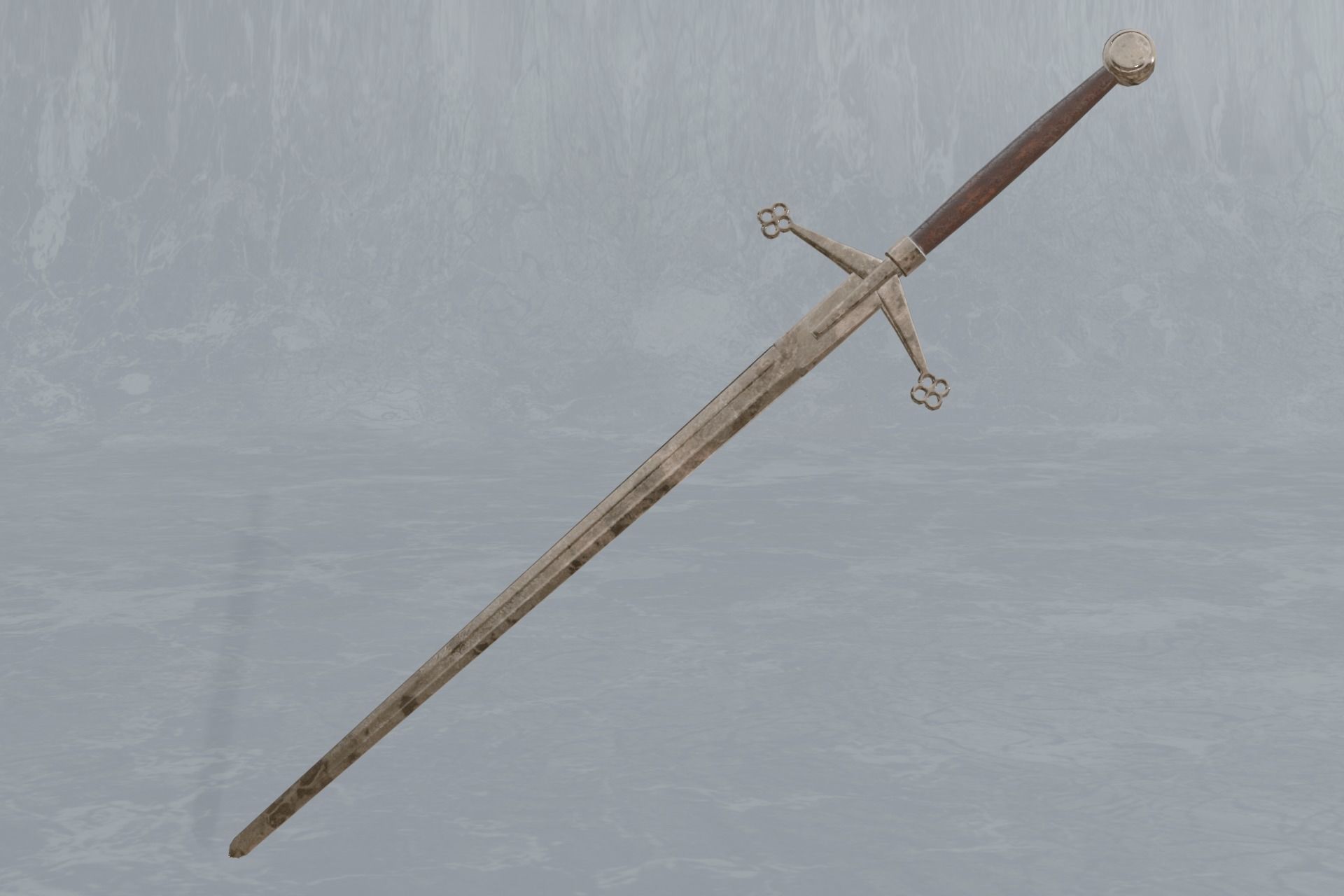 Rusted scottish claymore - two-handed sword - PBR 3D model Low-poly 3D model_1