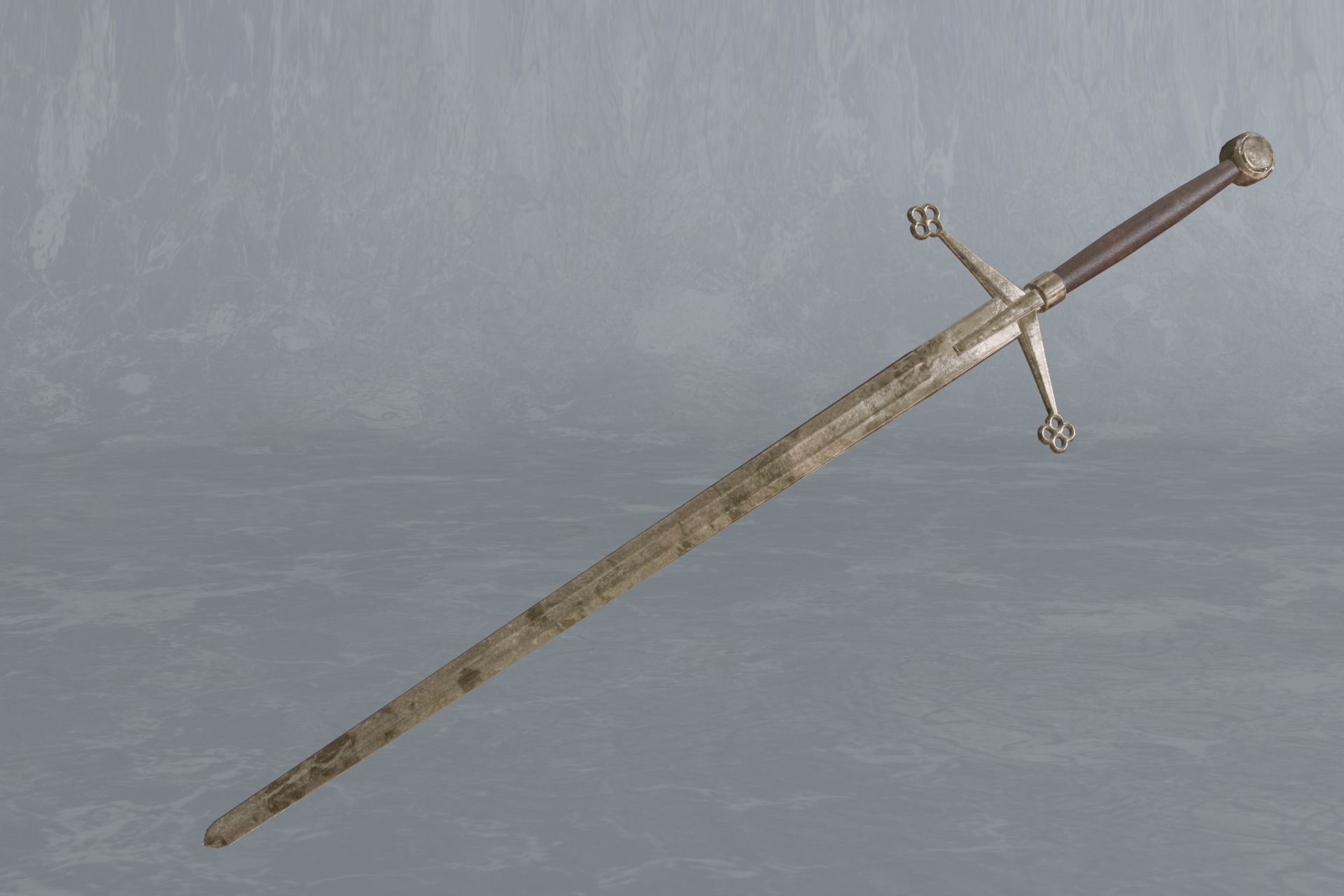 Rusted scottish claymore - two-handed sword - PBR 3D model Low-poly 3D model_12