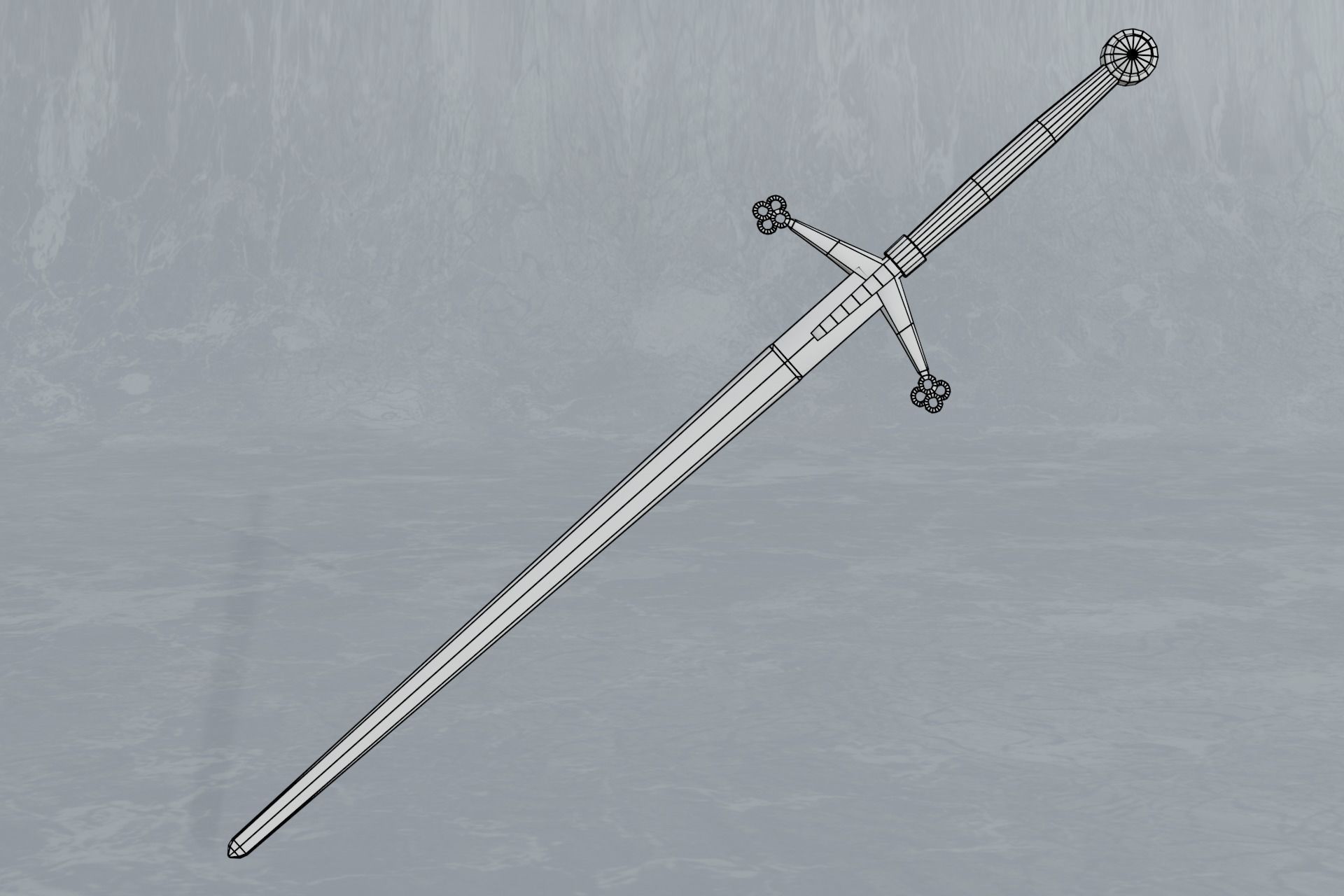 Rusted scottish claymore - two-handed sword - PBR 3D model Low-poly 3D model_2