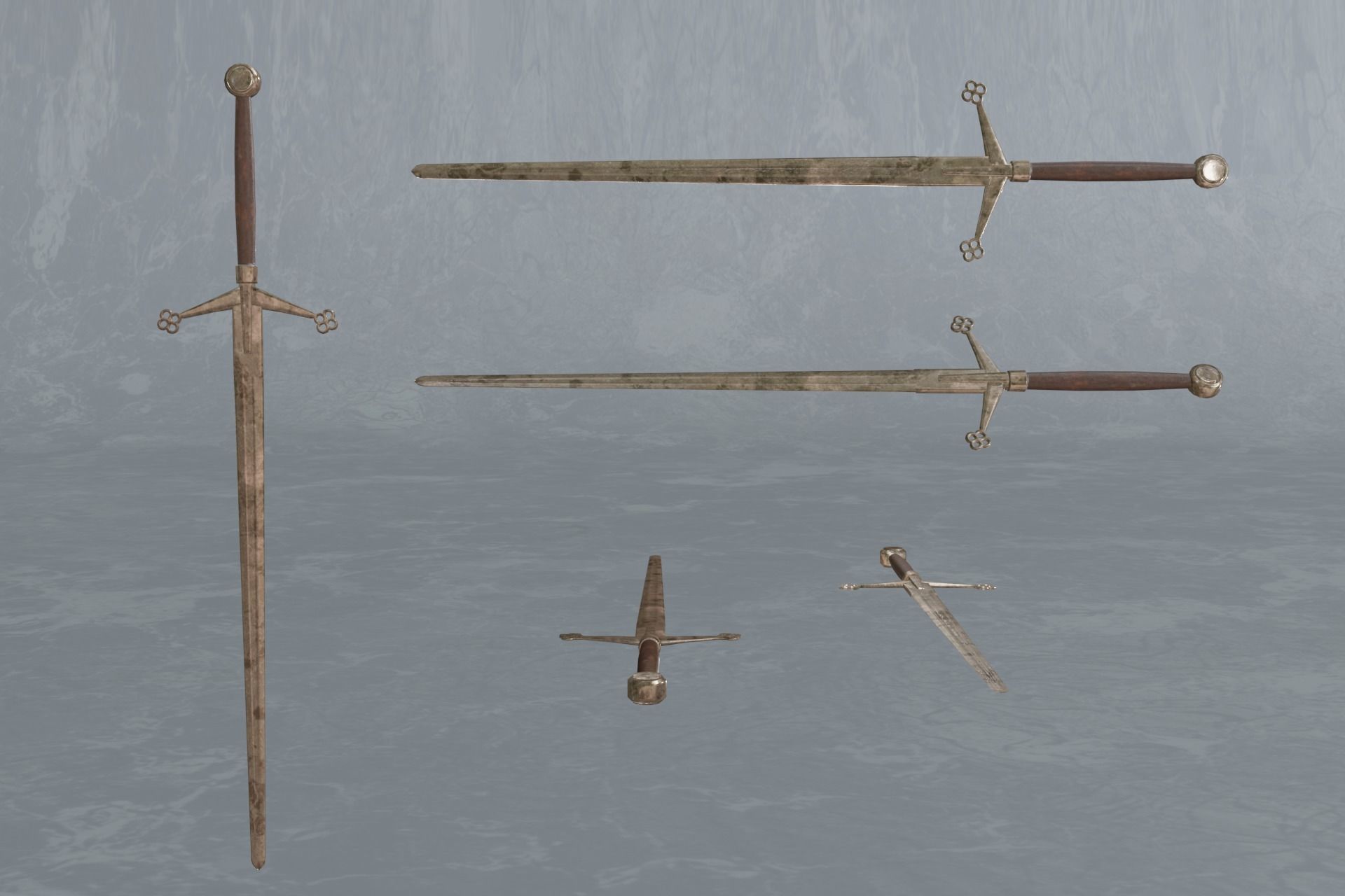 Rusted scottish claymore - two-handed sword - PBR 3D model Low-poly 3D model_5